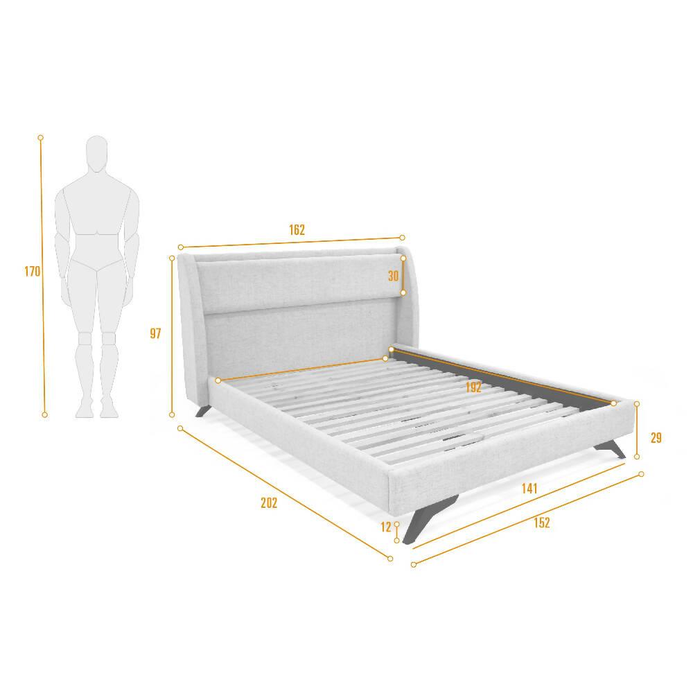 Cama Siena Doble 162 x 202 cm Tela - Plomo