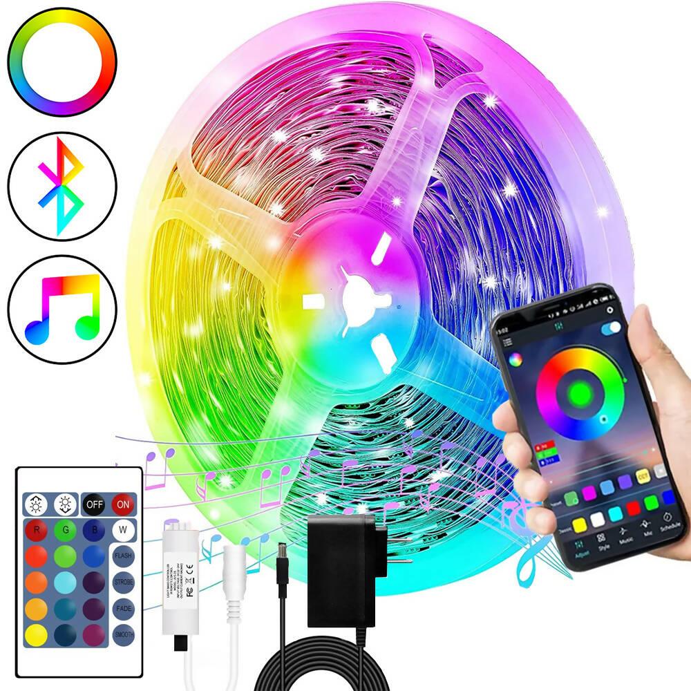 Cinta De Luz Led 15mts Rgb 5050 Bluetooth + Control Música - VIRTUAL MUEBLES