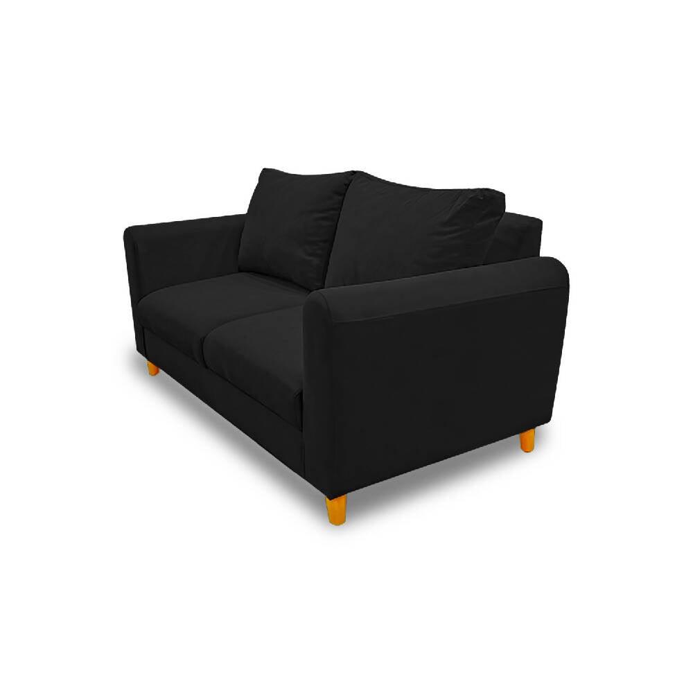 Sofá Prato Zulia negro poliéster y patas de madera - VIRTUAL MUEBLES