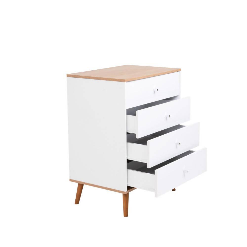 Cómoda 4 Cajones Nogal y Blanco Nali - VIRTUAL MUEBLES