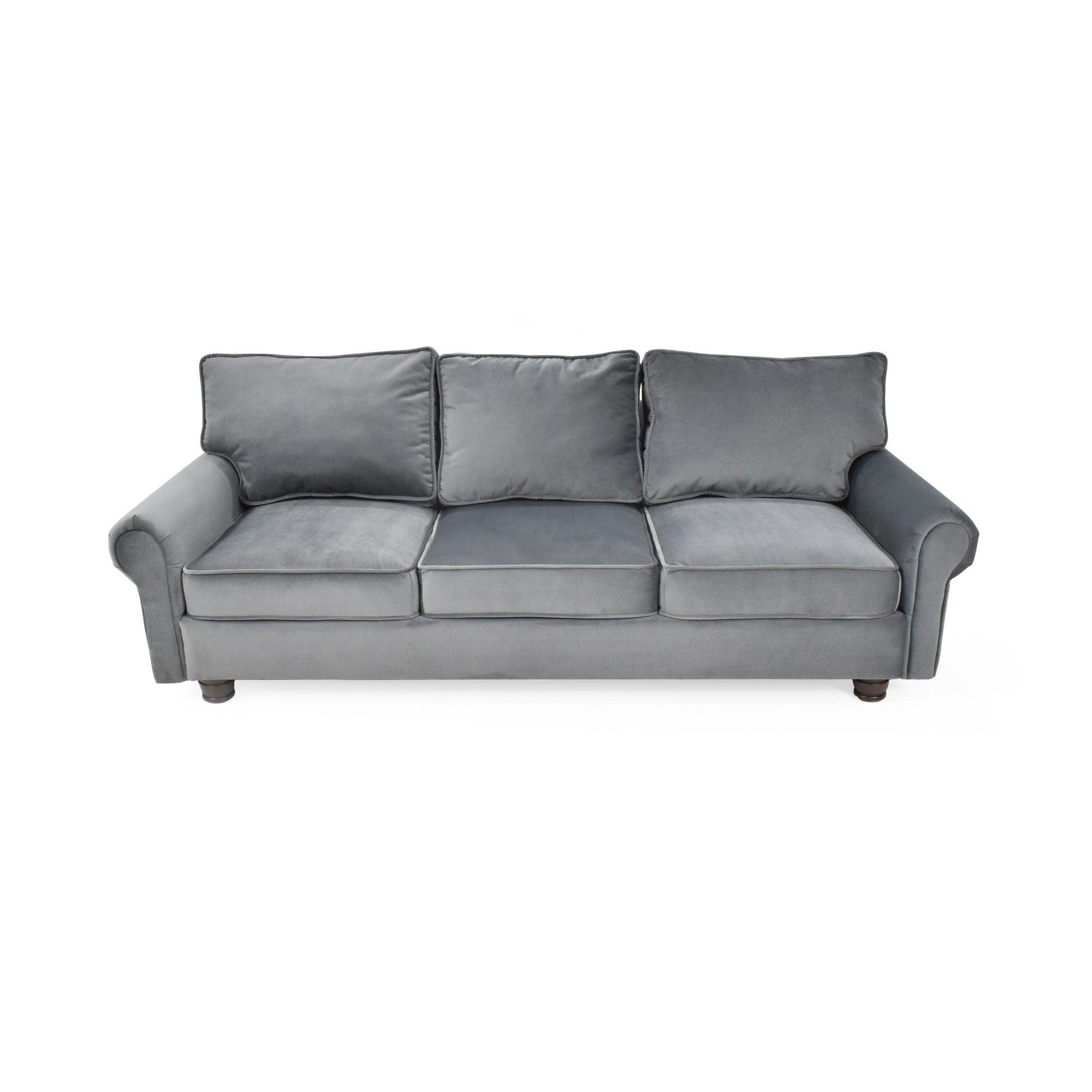 Sofa 3 Puestos Lancaster Tela Poliester Gris - VIRTUAL MUEBLES