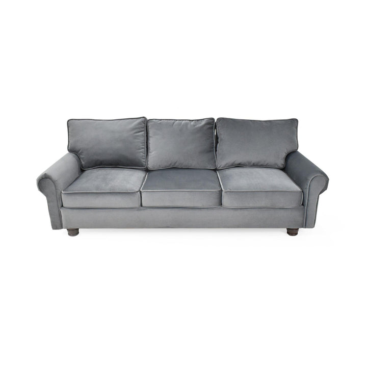 Sofa 3 Puestos Lancaster Tela Poliester Gris - VIRTUAL MUEBLES