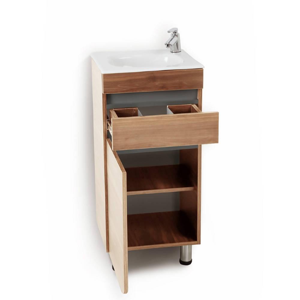 Mueble Corona Aluvia Miel A Piso Con Lavamanos 40x35 - VIRTUAL MUEBLES