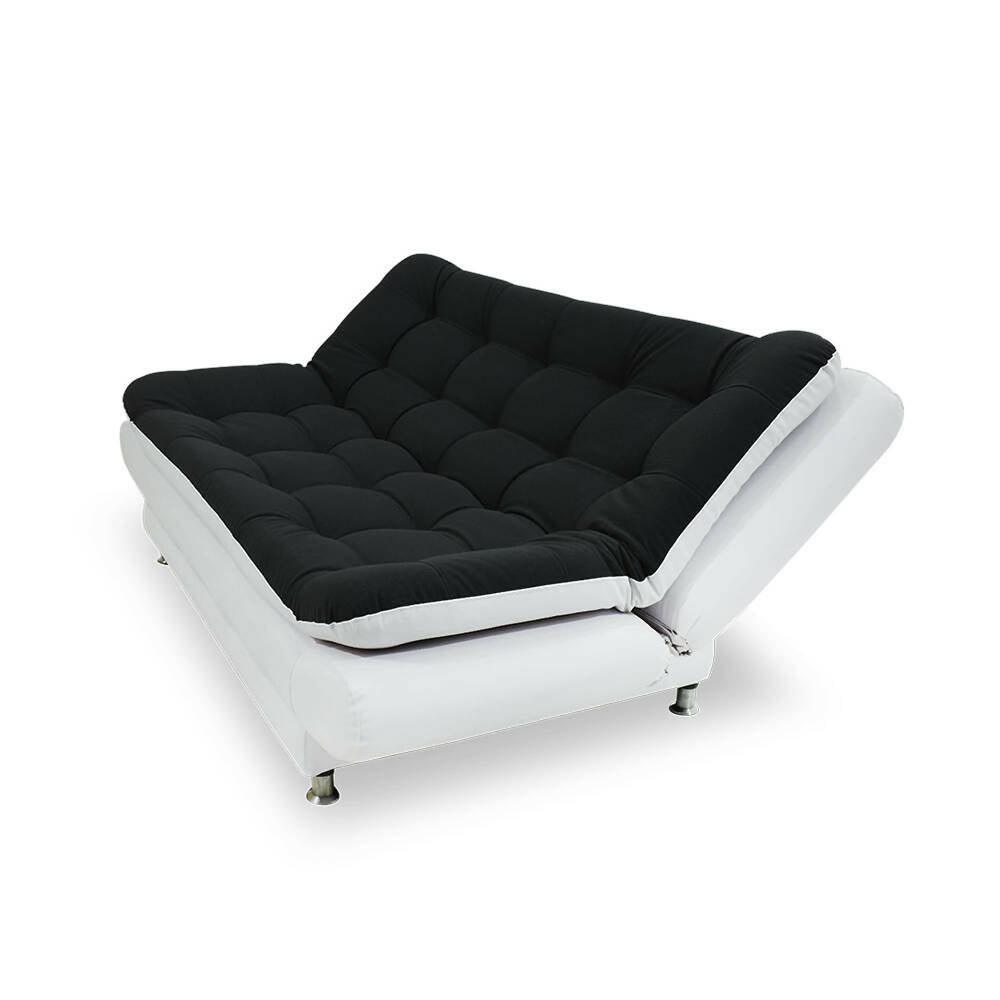 Sofá cama Damasco sintético negro/blanco. patas de acero - VIRTUAL MUEBLES