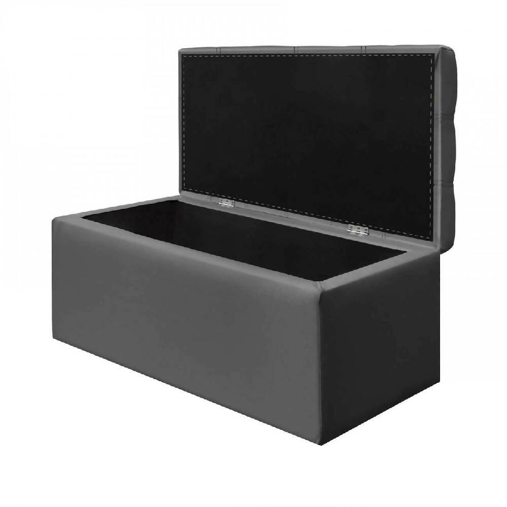 Puff Baúl Auxiliar Gris - VIRTUAL MUEBLES