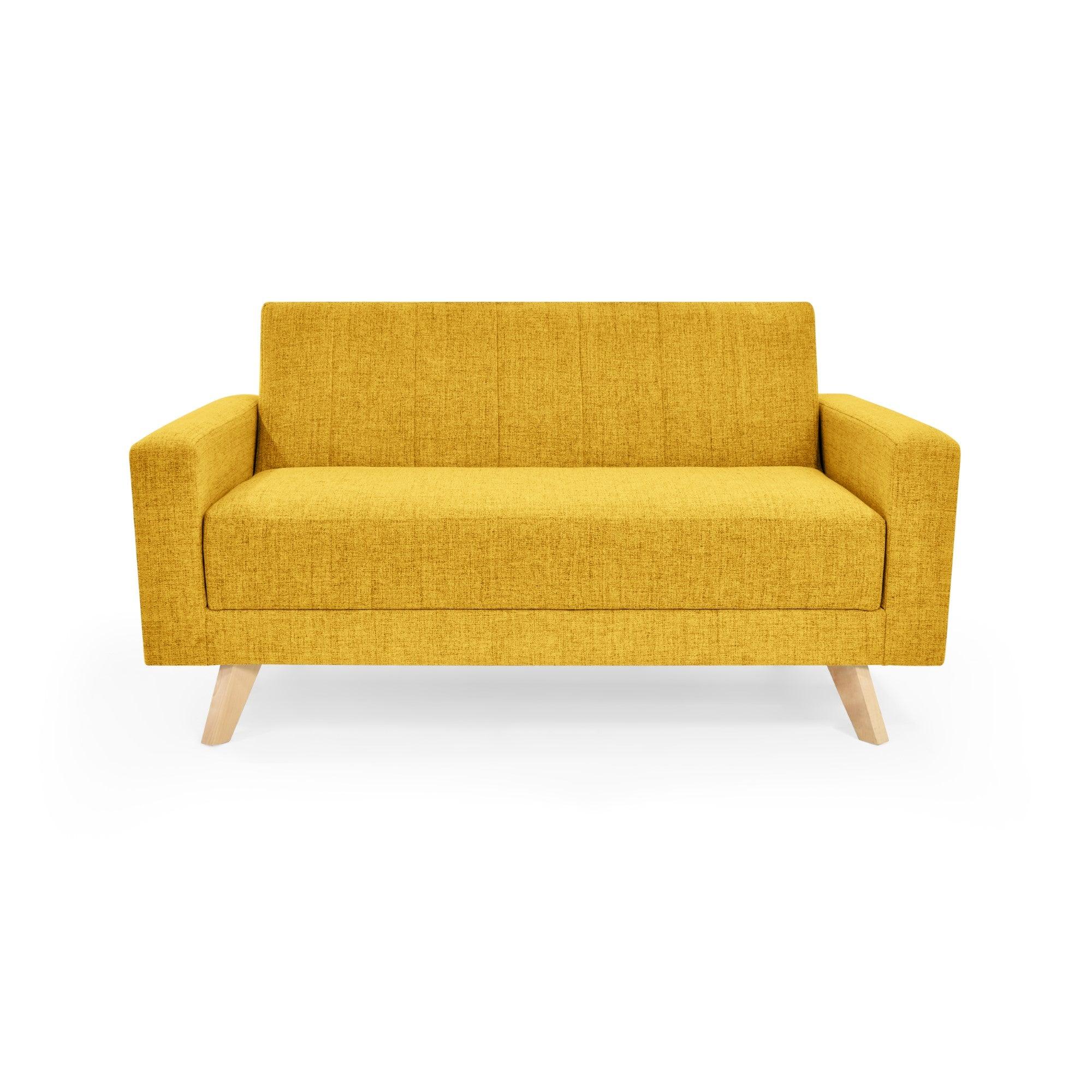 Sofa 2 Puestos Baru Tela Poliester Mostaza - VIRTUAL MUEBLES