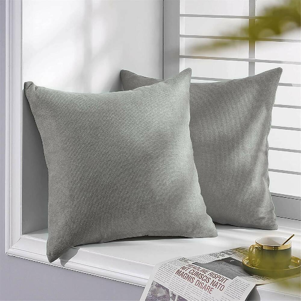Cojin X2 Decorativo Cuadrado En Tela Gris Claro - VIRTUAL MUEBLES