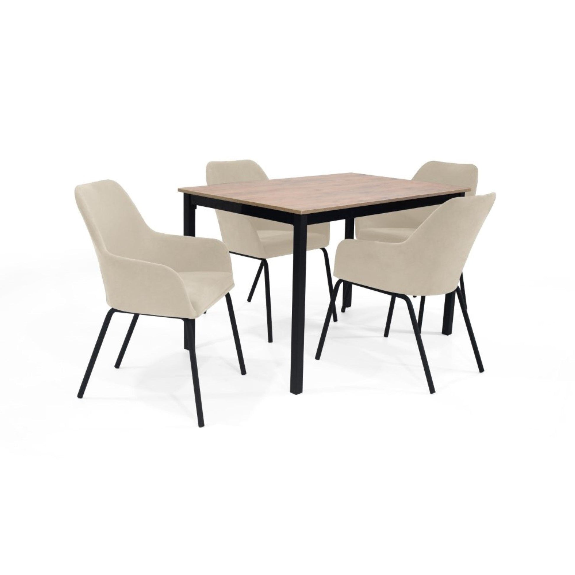 Comedor 4P Orion con Sillas Mendoza Tela Taupe - VIRTUAL MUEBLES