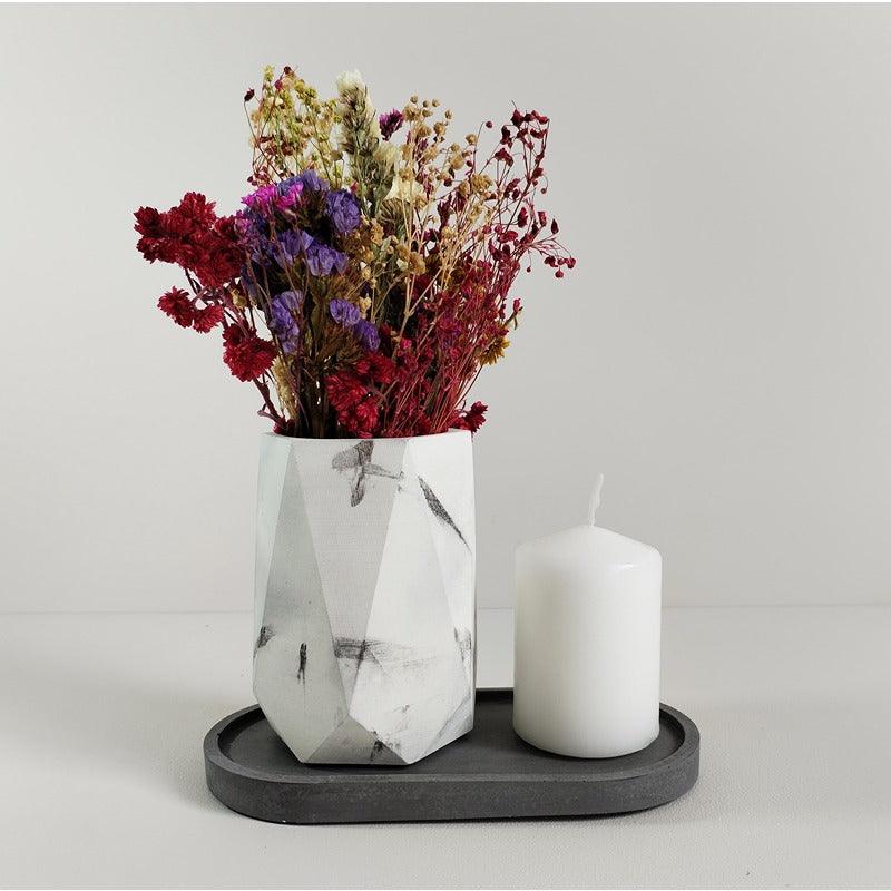 Florero Jarrón de Cemento 11x7 cm Mármol Negro - VIRTUAL MUEBLES