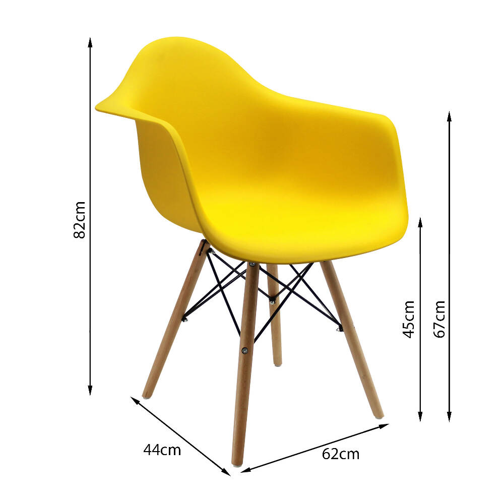 Silla Eames Con Brazos Patas en Madera - Amarillo