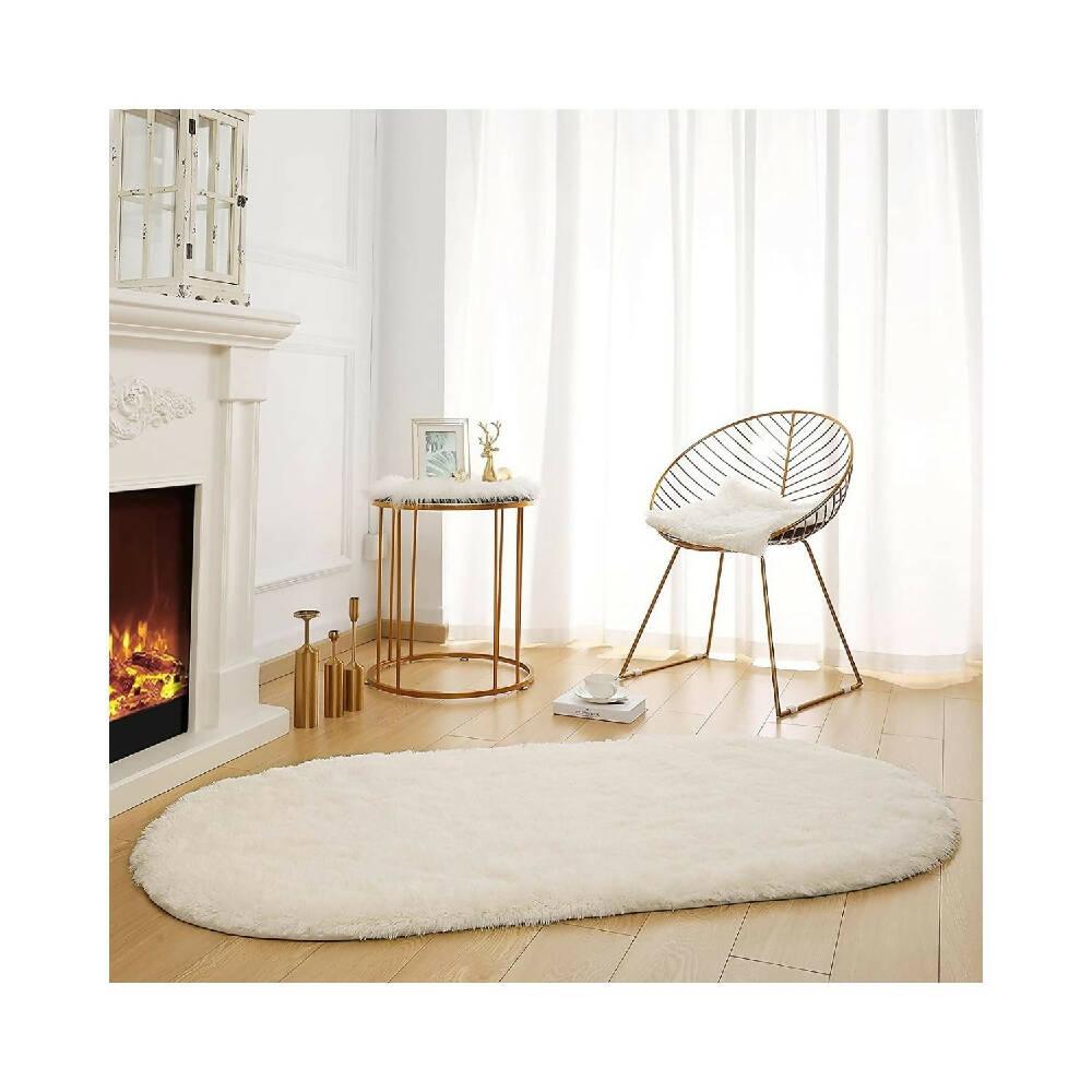 Tapete Pie de Cama Ovalado Marfil - VIRTUAL MUEBLES