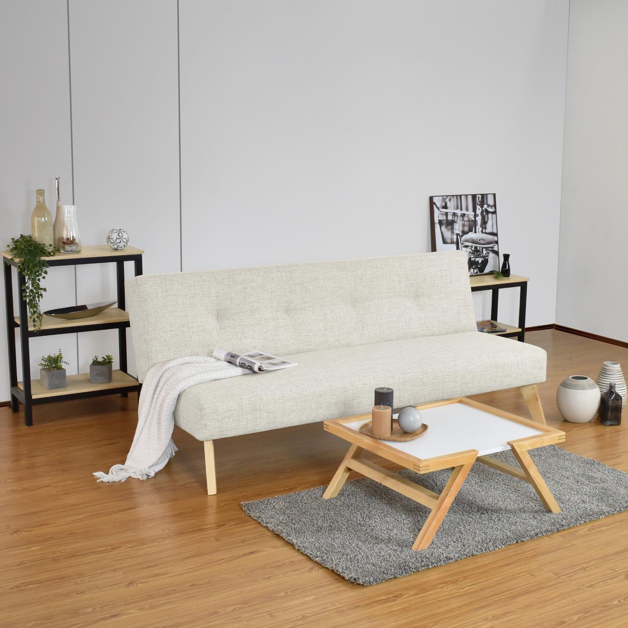 Futon London 3 Posiciones Tela Taupe - VIRTUAL MUEBLES