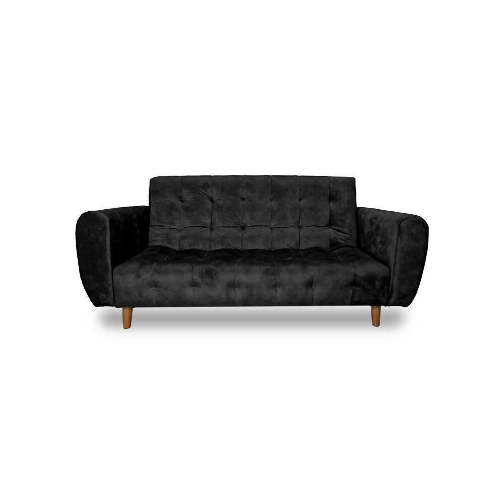 Sofá cama volvo nobuk negro, pata de madera - VIRTUAL MUEBLES