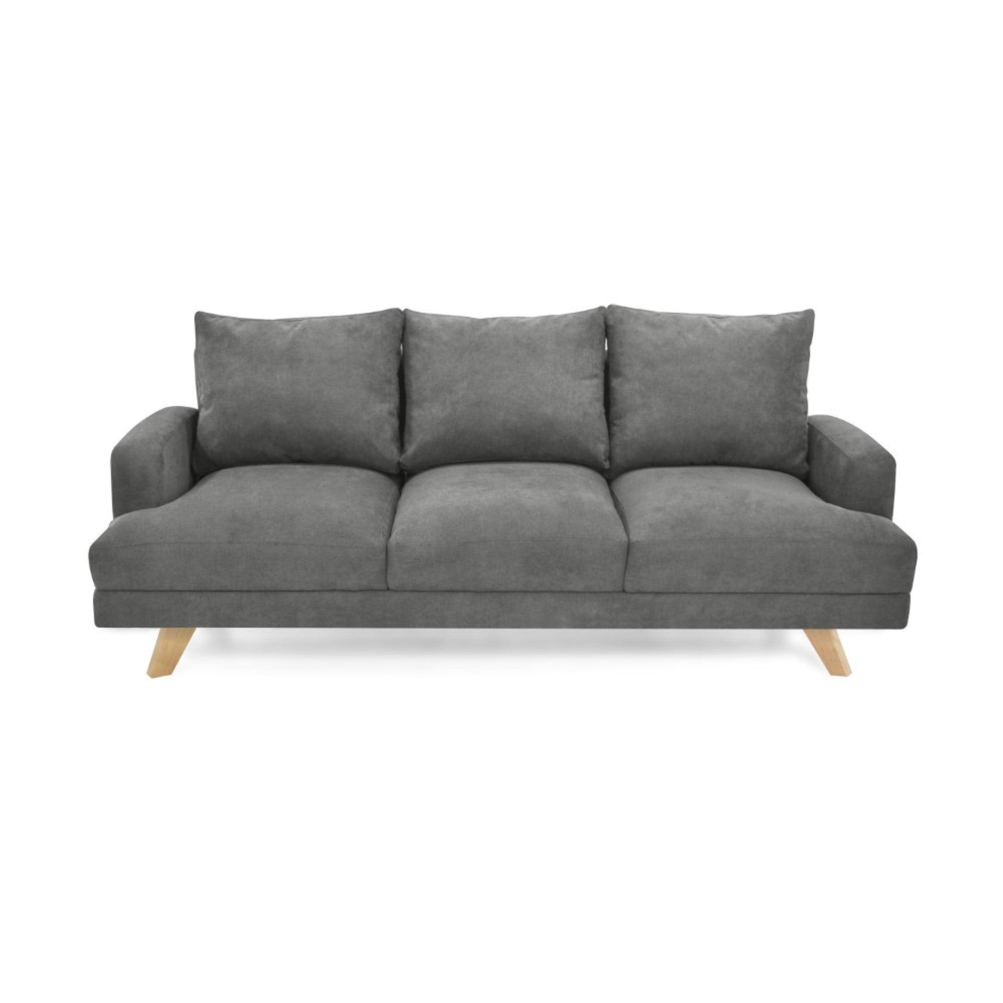 Sofa 3 Puestos Lisboa Tela Gris - VIRTUAL MUEBLES