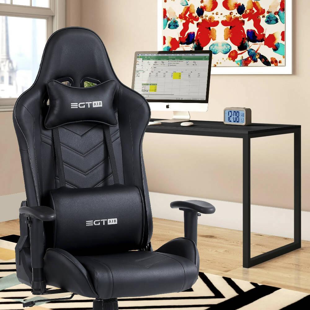 Silla Ergonómica Gamer EGTAIR-10-BB Office/Developer/Gamer en negro con tapizado de cuero sintético - VIRTUAL MUEBLES