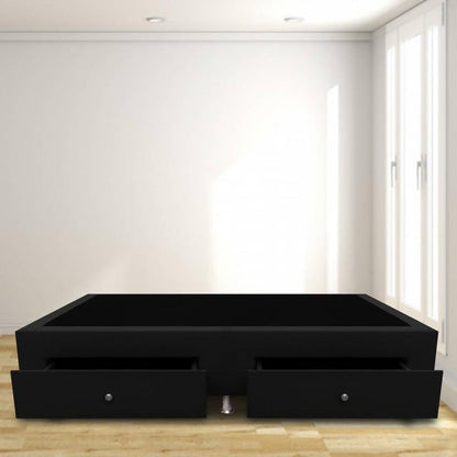 Base Cama Con Cajones 140x190 Microfibra Negro - VIRTUAL MUEBLES